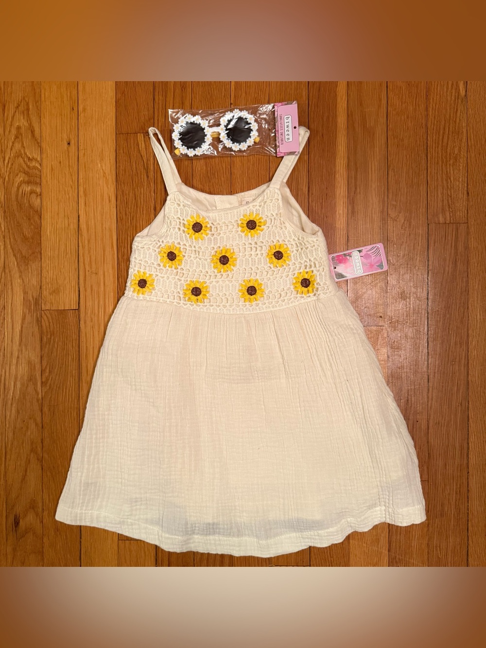NWT btween sunflower dress with sunglasses girls size 6